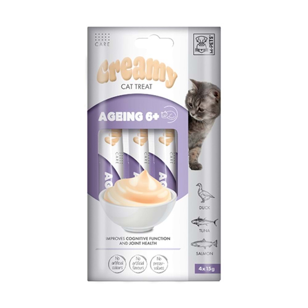 M-PETS AGEING+6 FONKSİYONEL CREAMY KEDİ ÖDÜLÜ 4x15 GR