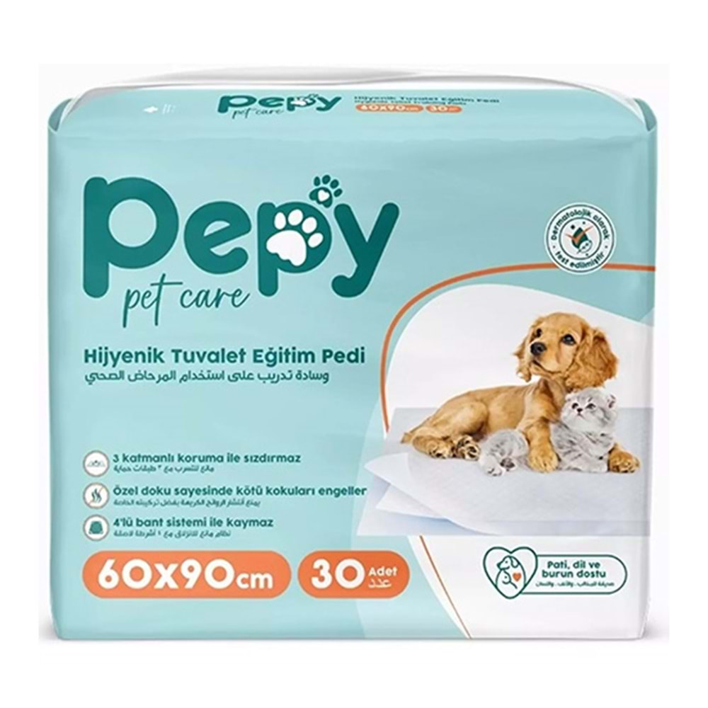 PEPY PET CARE HİJYENİK TUVALET EĞİTİM PEDİ 60x90 CM 30 LU