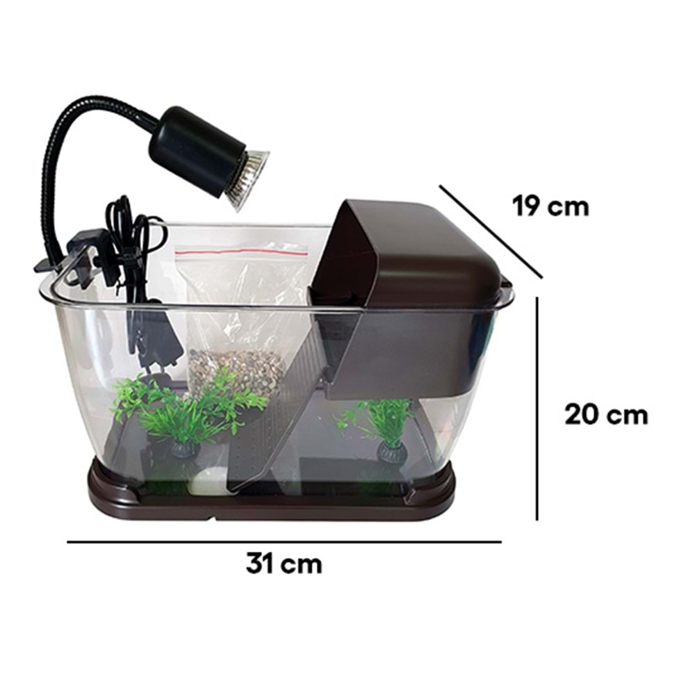 DAWAQUA FISH TANK CQF-7116-3 S-MULTIFONKSIYON UV KAPLUMBAĞA AKV. 31x19