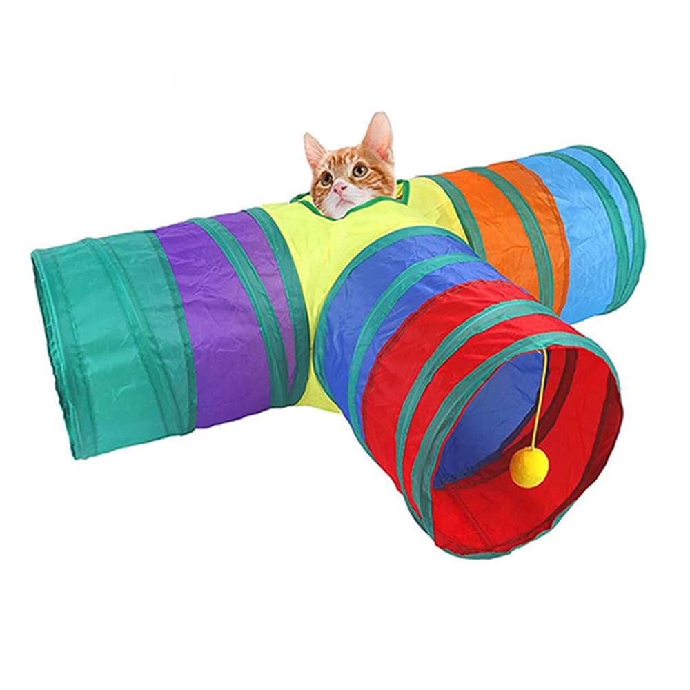 D-PETS ÜÇLÜ KEDİ OYUN TÜNELİ 85x50 CM