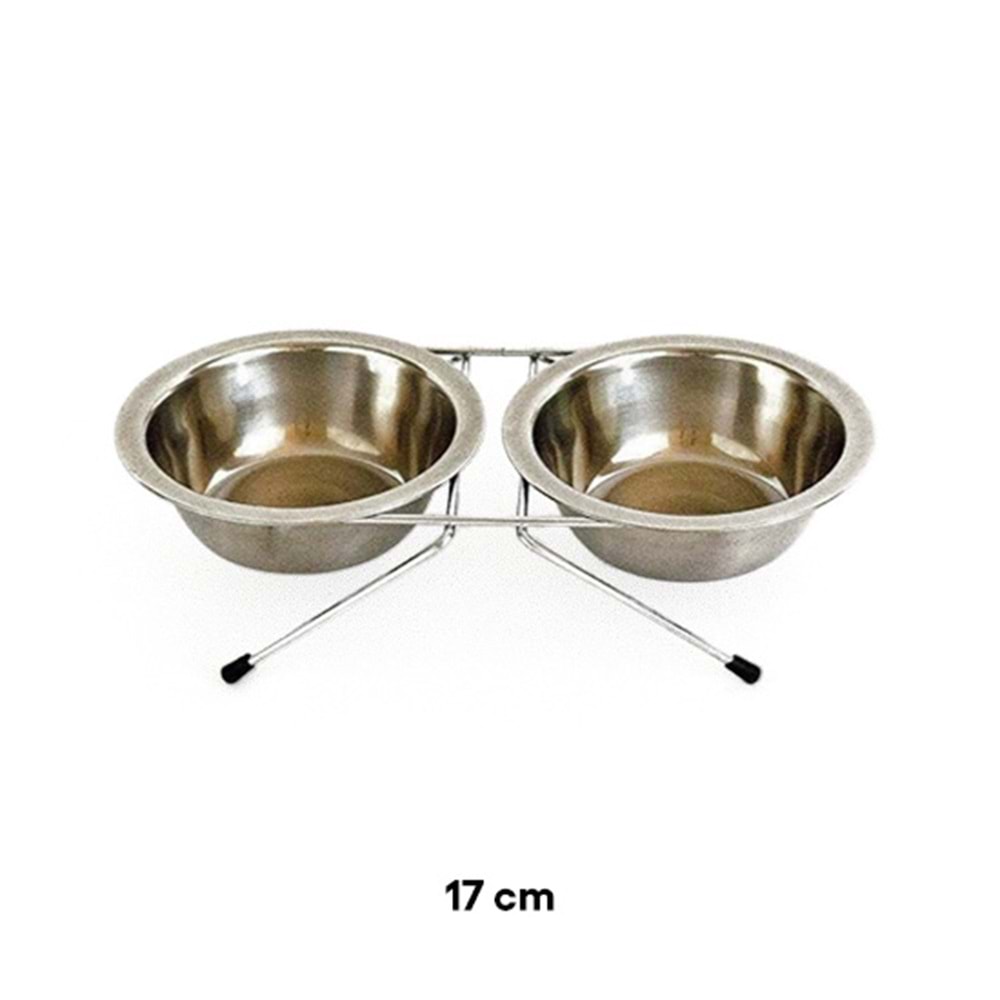 D-PETS İKİLİ METAL MAMA KABI 17 CM