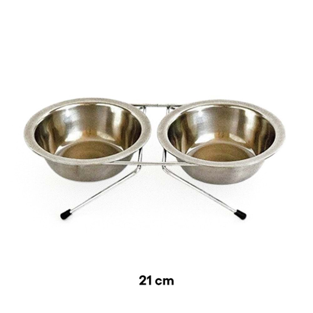 D-PETS İKİLİ METAL MAMA KABI 21 CM