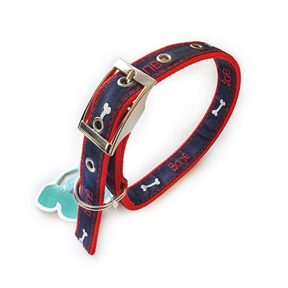 D-PETS FOR PET KEMİK DESENLİ KUMAŞ BOYUN TASMA 2,5 CM