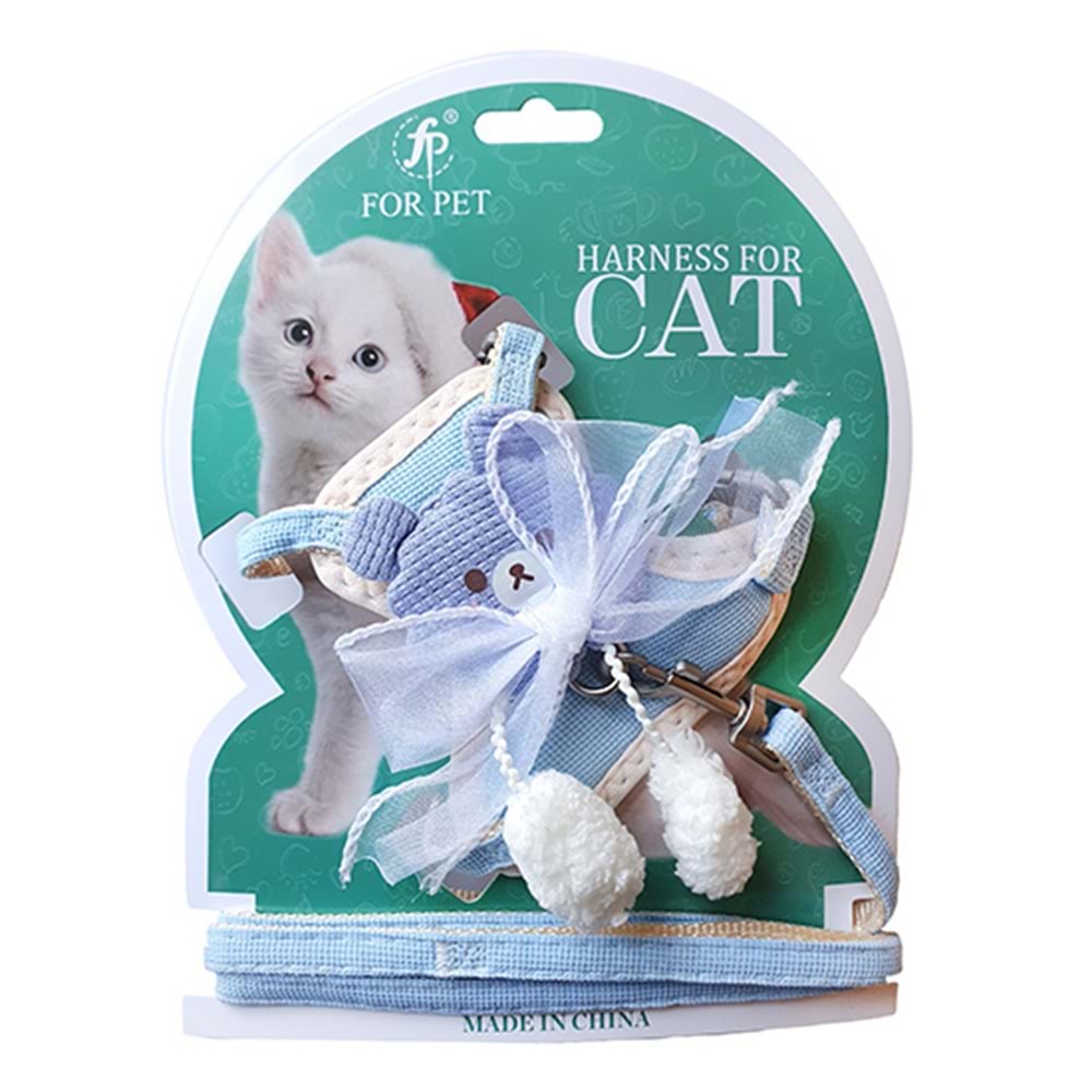 D-PETS HARNESS PONPONLU KEDİ GÖĞÜS TASMASI 1 CM