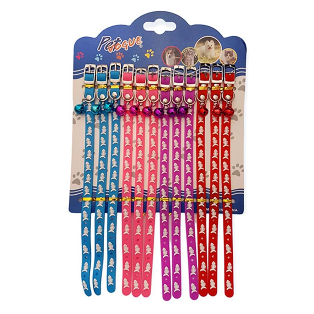 D-PETS PETVOGUE BALIK DESEN SİLİKON BOYUN TASMASI 12 Lİ KARTELA