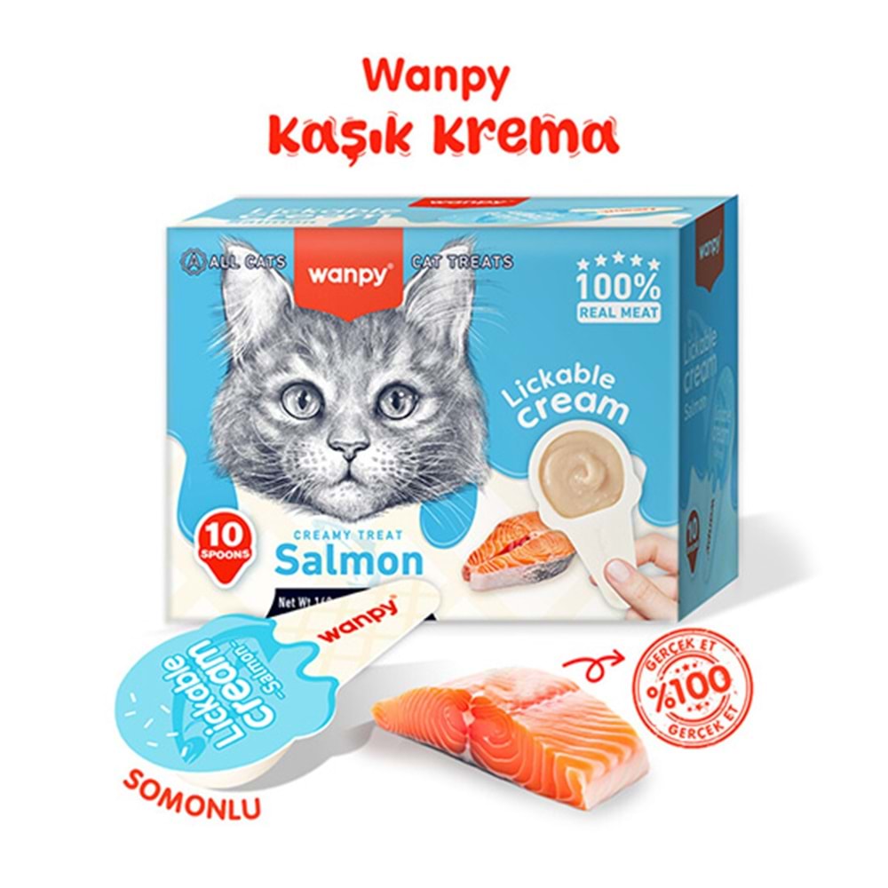 WANPY KAŞIK KREMA KEDİ ÖDÜL MAMASI SOMONLU 10*16 GR