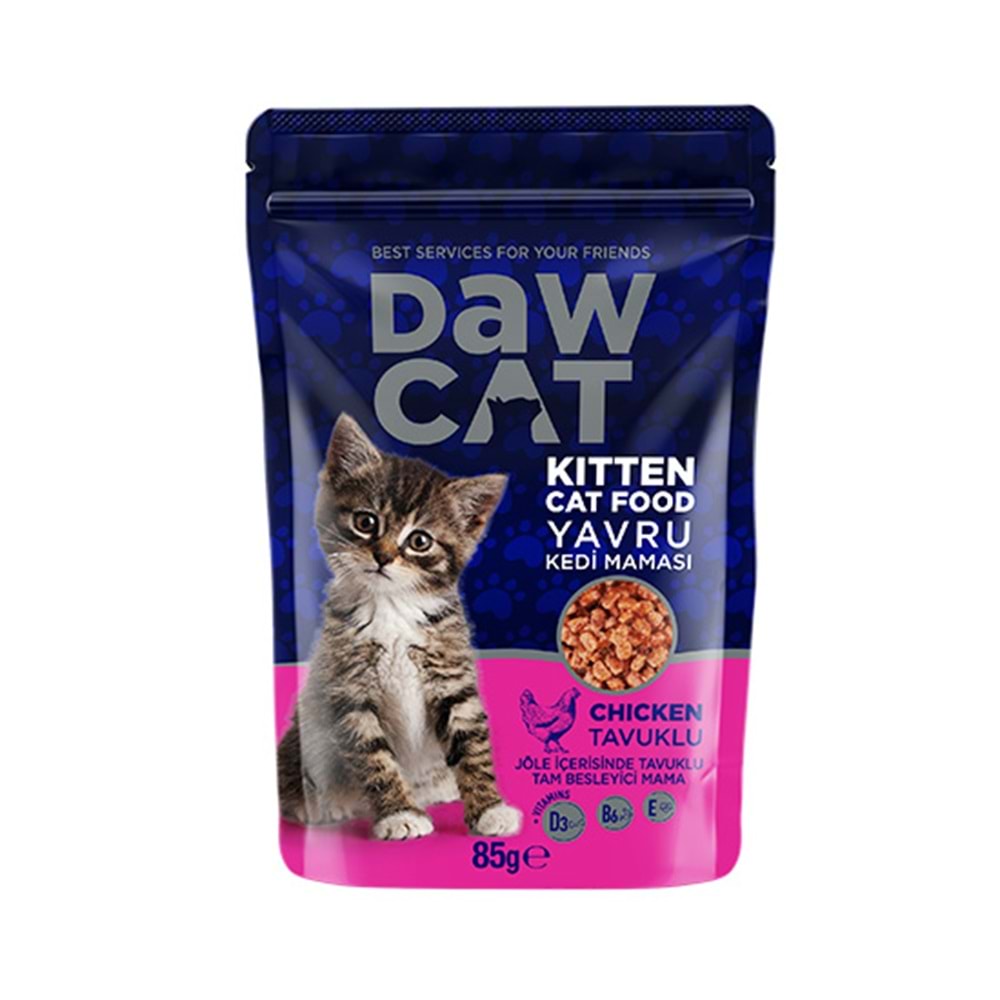 DAWCAT 85 GR YAVRU KEDİ TAVUKLU POUCH KEDİ KONSERVE