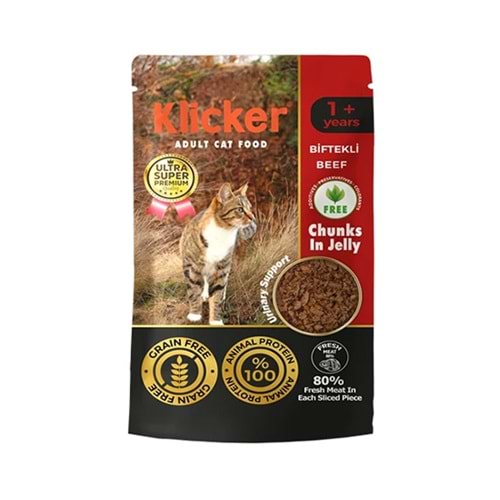 KLICKER 85 GR BİFTEKLİ POUCH KEDİ KONSERVE