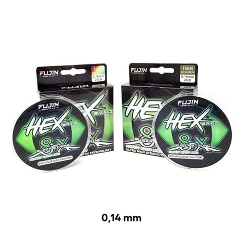 FUJİN HEX 8X MOSS GREEN PE LİNE 150 METRE 0,14 MM
