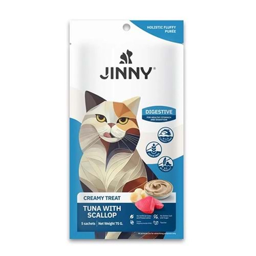 JINNY CREAMY TREAT KEDİ ÖDÜLÜ TON BALIKLI DENİZ TARAKLI 5x15 GR