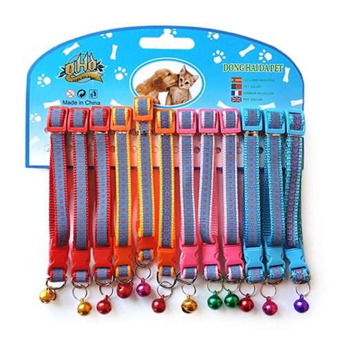 D-PETS NEON DESEN KEDİ BOYUN TASMA 12 Lİ KARTELA