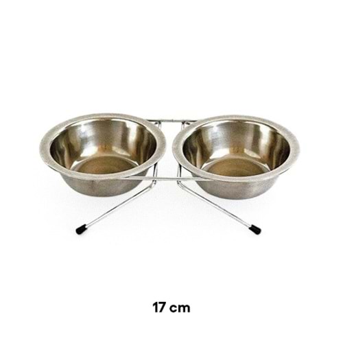 D-PETS İKİLİ METAL MAMA KABI 17 CM