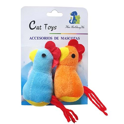 D-PETS İKİLİ PELUŞ TAVUK KEDİ OYUNCAK