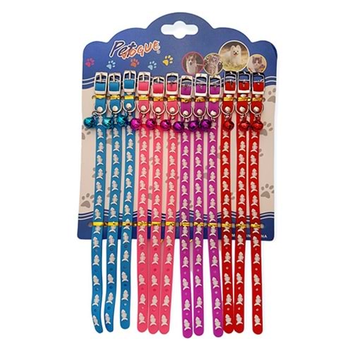 D-PETS PETVOGUE BALIK DESEN SİLİKON BOYUN TASMASI 12 Lİ KARTELA