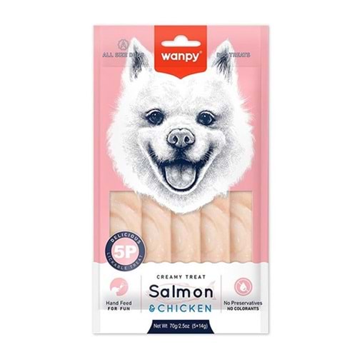 WANPY CREAMY SOMONLU VE TAVUKLU SIVI KÖPEK ÖDÜL 5x14 GR