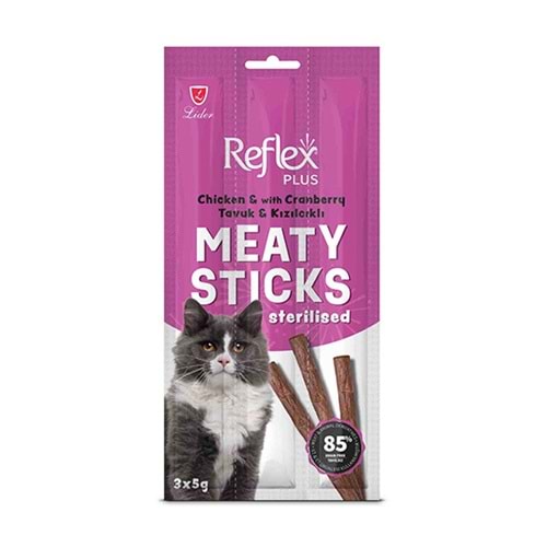 REFLEX PLUS TAVUKLU VE KIZILCIKLI ÇUBUK KISIR KEDİ ÇUBUK ÖDÜL 3*5 GR