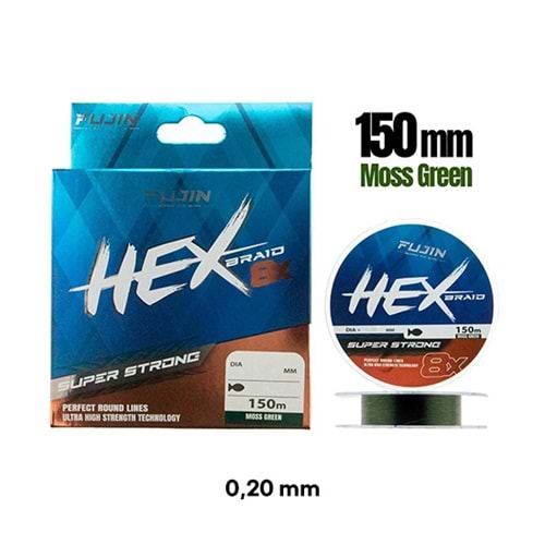 FUJİN HEX 8X MOSS GREEN PE LİNE 150 METRE 0,20 MM