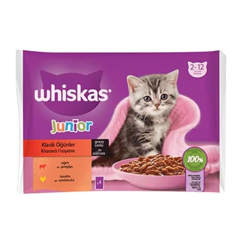WHİSKAS POUCH YAVRU KİTTEN ET ÇEŞİTLERİ (4 LÜ) 4*85 GR