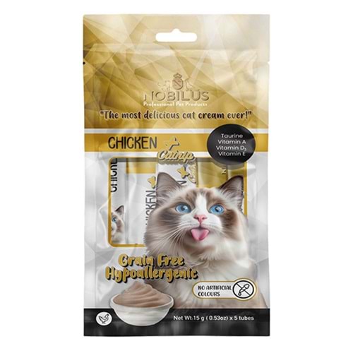 NOBILUS TAVUK VE KEDİ NANELİ KEDİ KREMA ÖDÜLÜ 5x15g