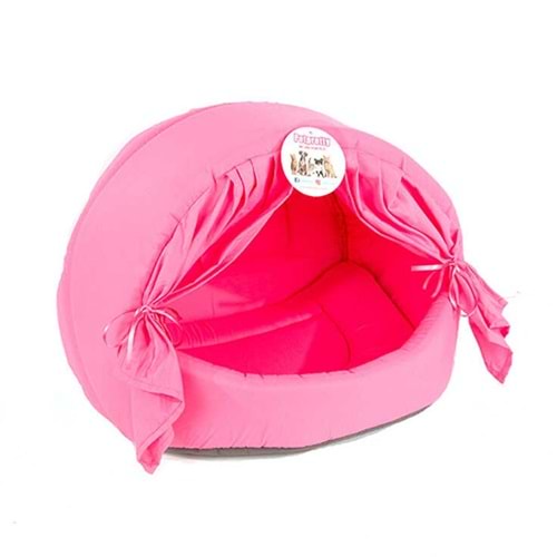 PETPRETTY VP-1552 PERDELİ KUMAŞ KEDİ YATAĞI PEMBE