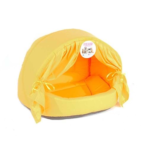 PETPRETTY VP-1553 PERDELİ KUMAŞ KEDİ YATAĞI SARI