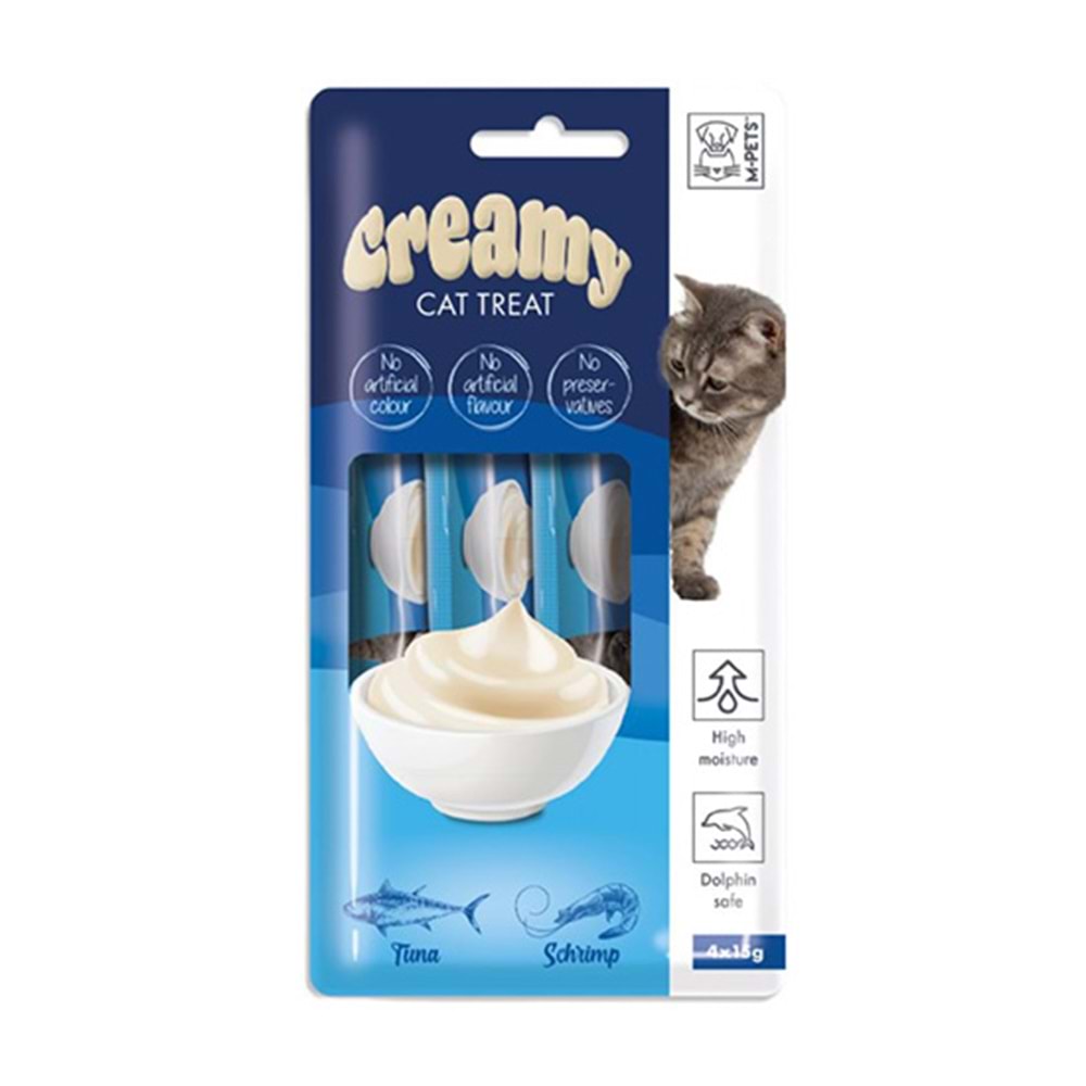 M-PETS CREAMY TON BALIKLI KARİDESLİ KEDİ ÖDÜLÜ 4x15 GR