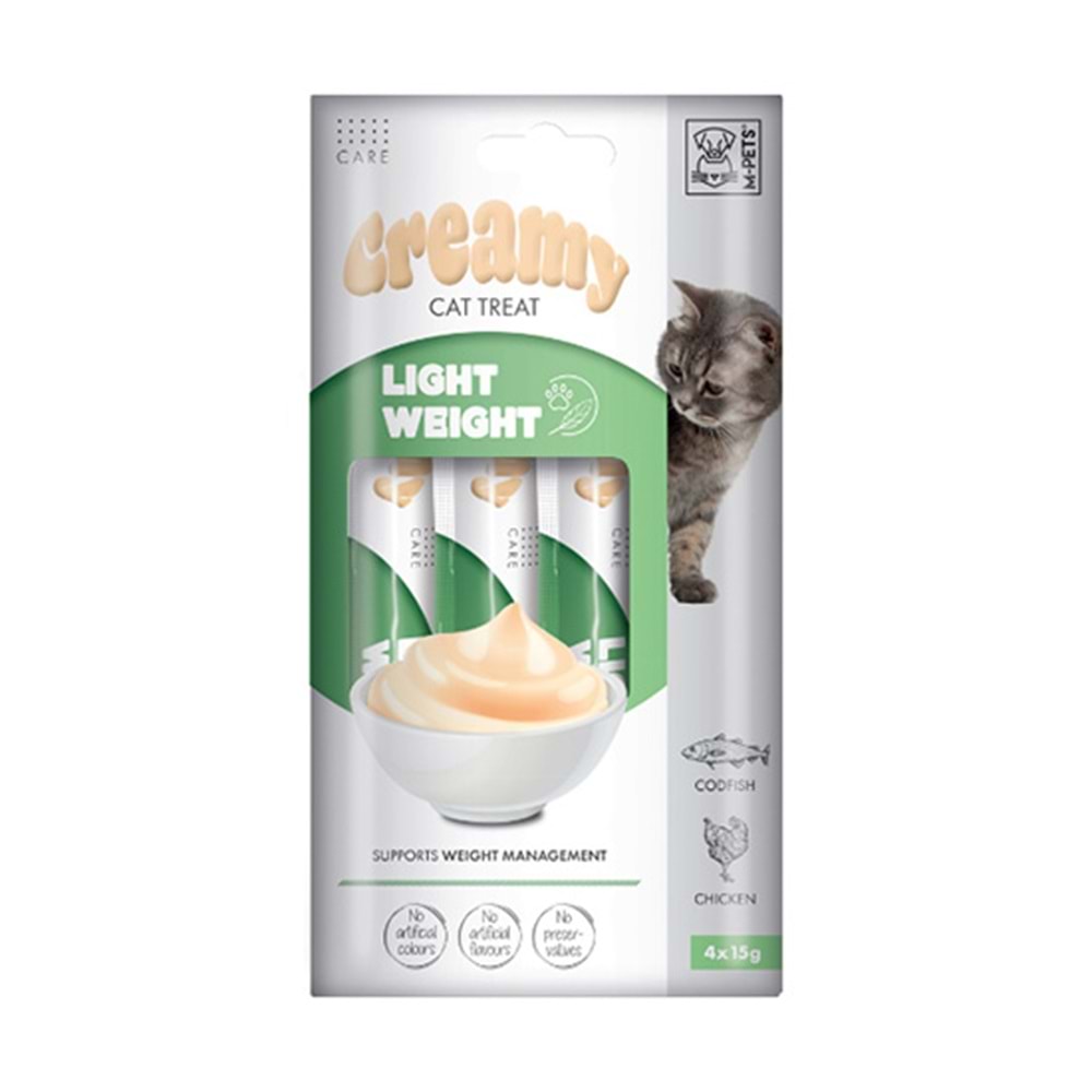 M-PETS LIGHT WEIGHT FONKSİYONEL CREAMY KEDİ ÖDÜLÜ 4x15 GR