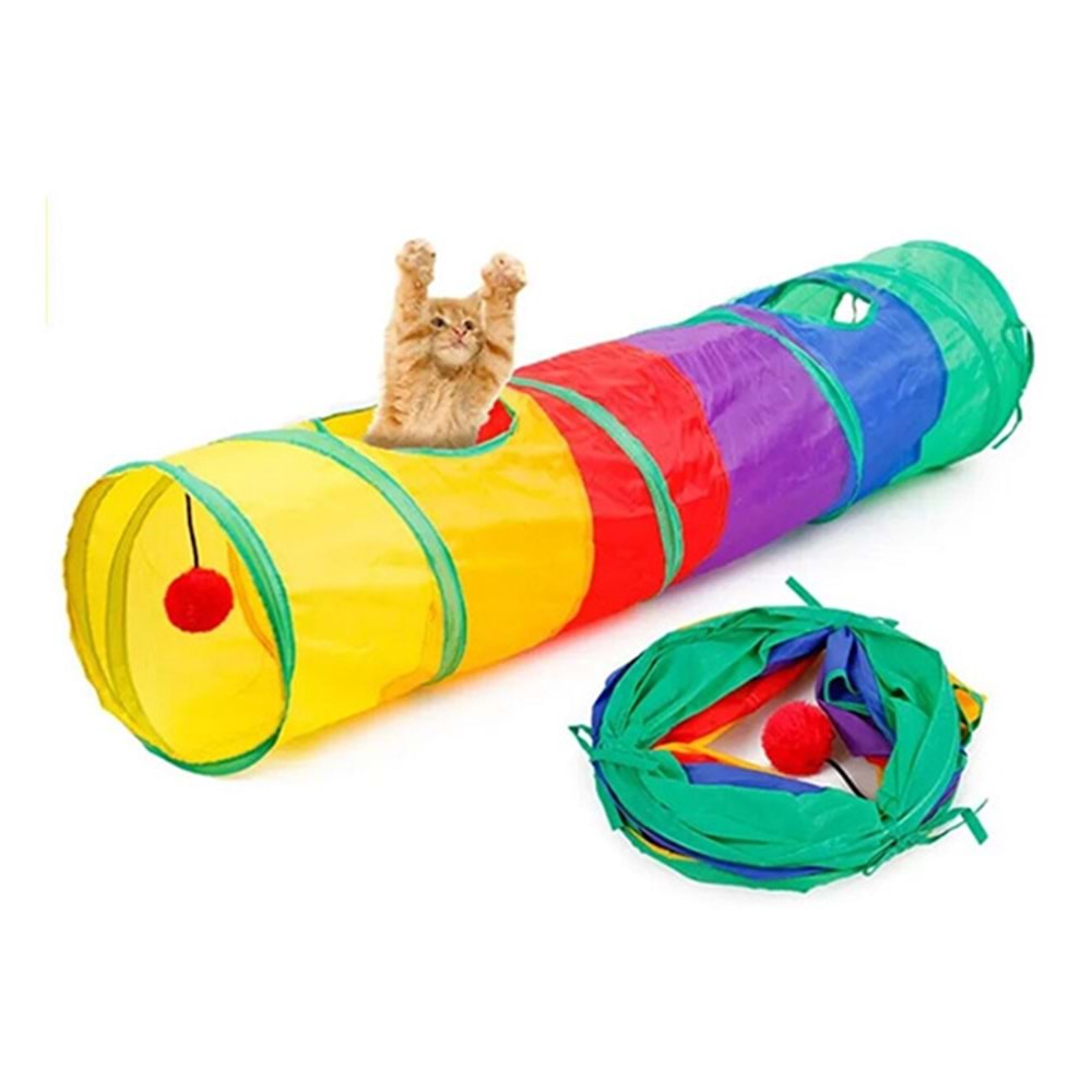 D-PETS 120 CM DÜZ MODEL KEDİ OYUN TÜNELİ