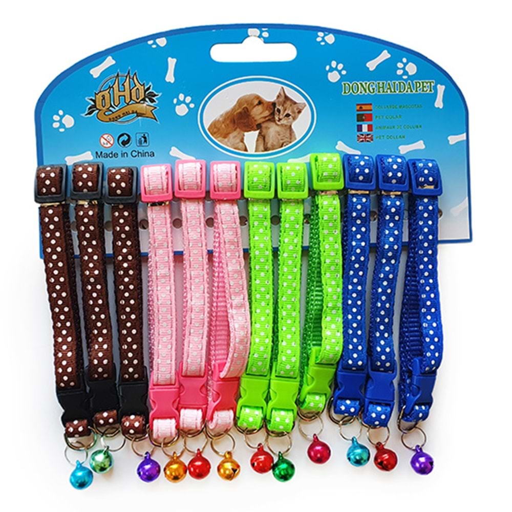 D-PETS BENEKLİ KEDİ BOYUN TASMASI 12 Lİ KARTELA
