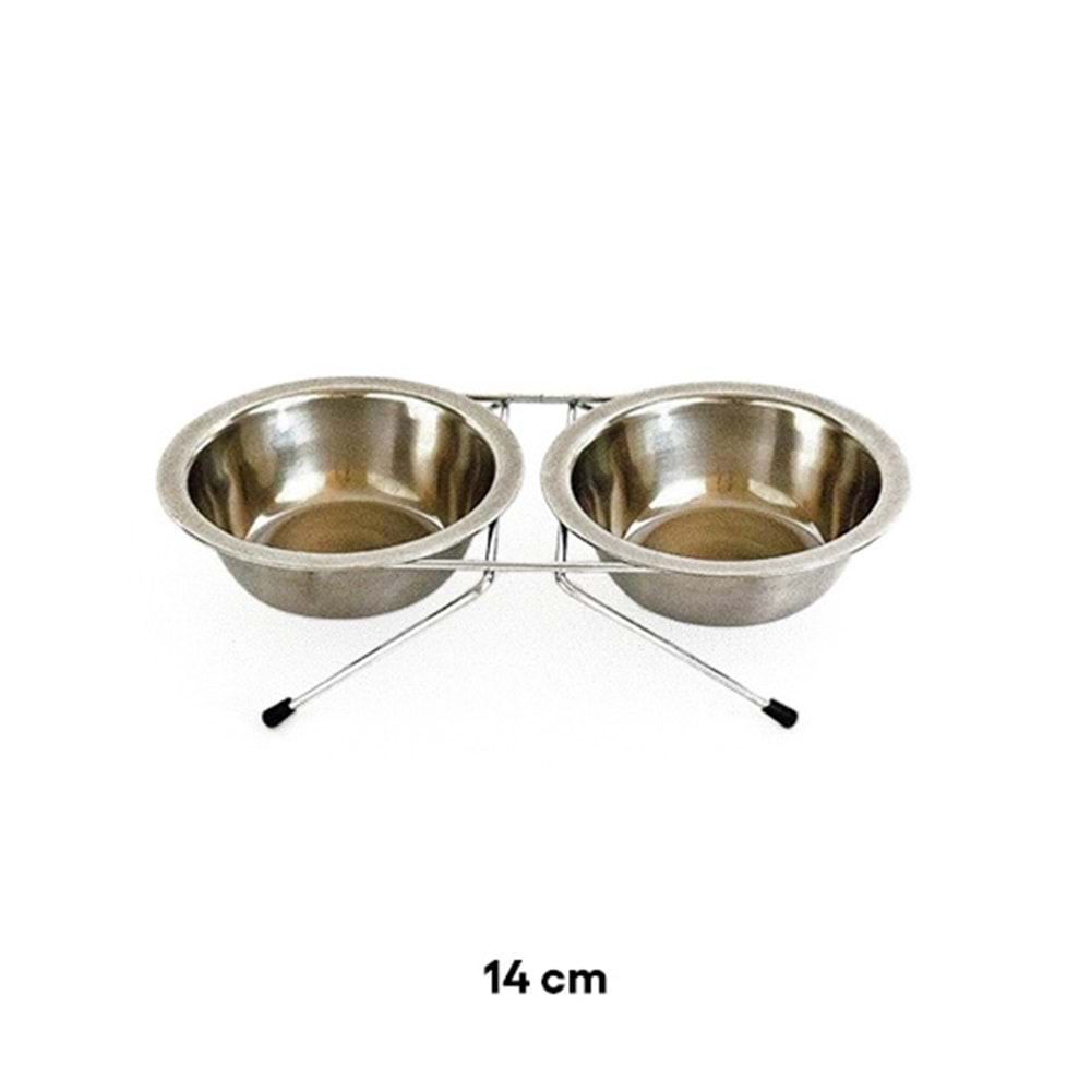 D-PETS İKİLİ METAL MAMA KABI 14 CM