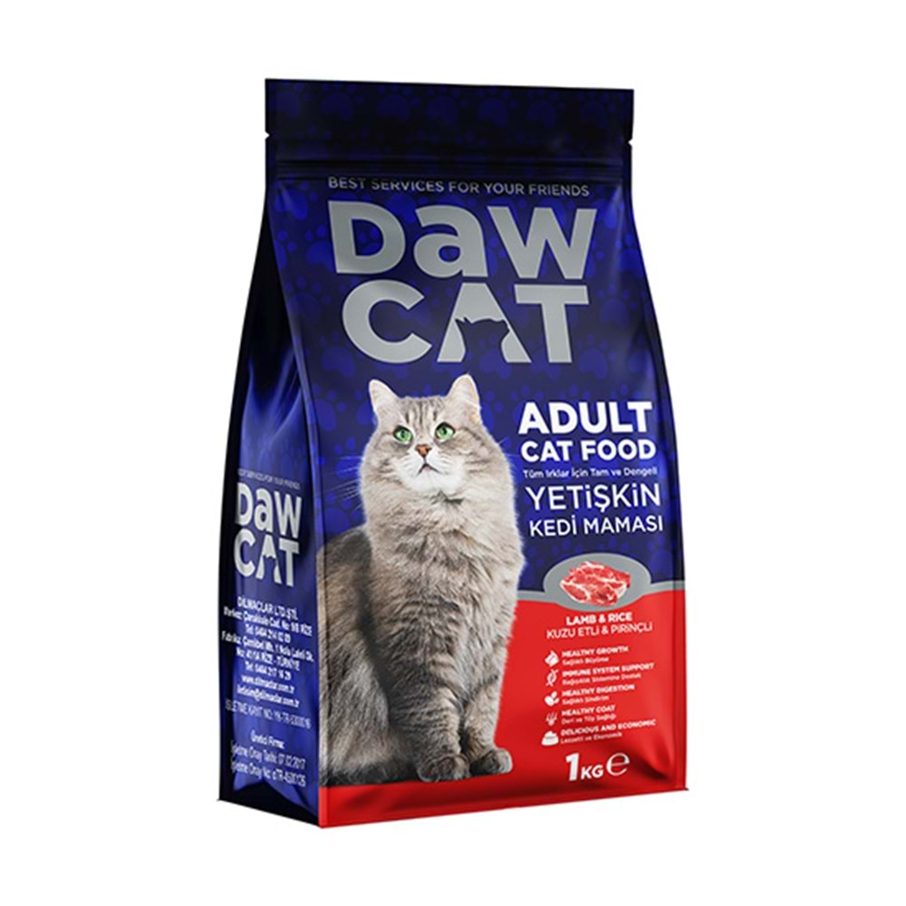 DAWCAT 1 KG YETİŞKİN KEDİ MAMASI KUZU ETLİ